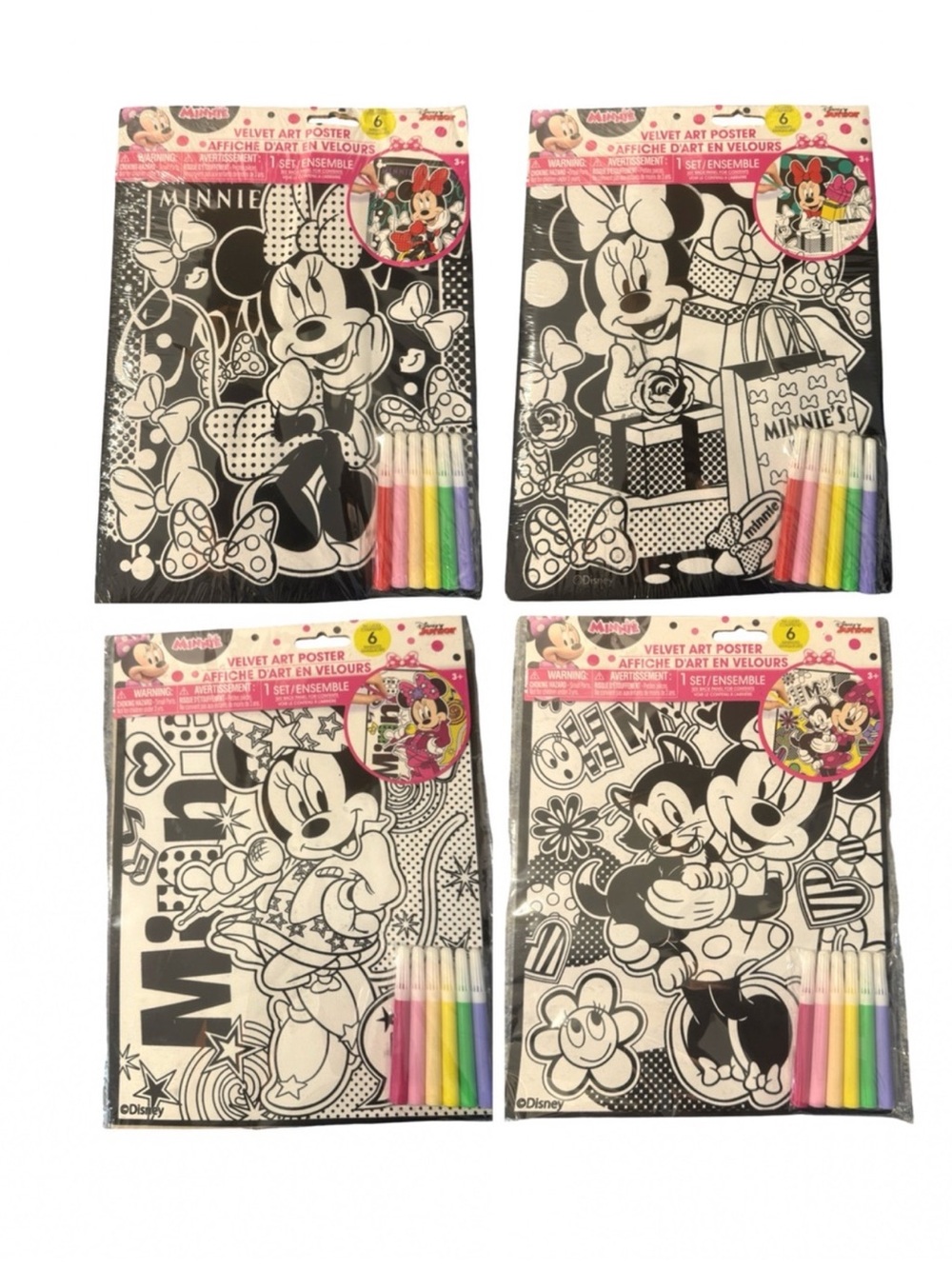 4 Disney Minnie Mouse Velvet Art Poster with Markers